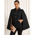 thumbnail image 2 of DARING DIVA Women's Split Sleeve Button Front Cape Coat Shawl Blazer Jacket Black XS, 2 of 6