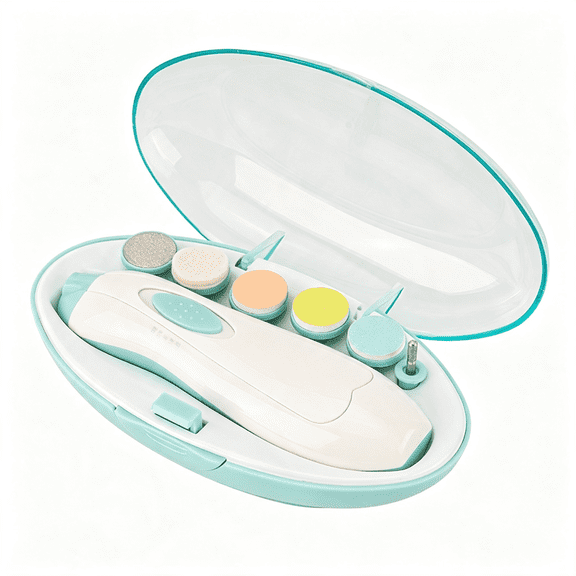 EXLEAF Little Martin’S: Baby Electric Nail Trimmer - Blue - Soft Led Light,Adjustable Speed,Interchangeable Heads,Finger & Toenail Filing,Infant-Kid Safe