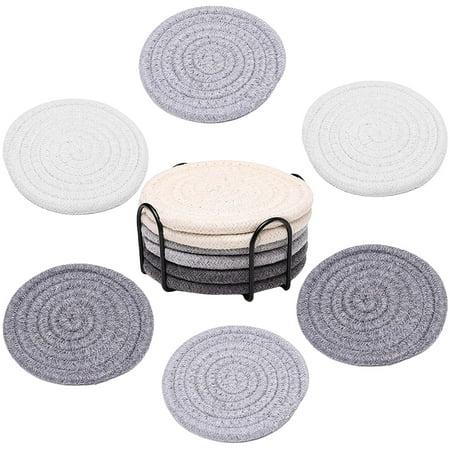 

6 Pcs Cotton Woven Coasters for Tabletop Protection Absorbent Drink Coasters Set