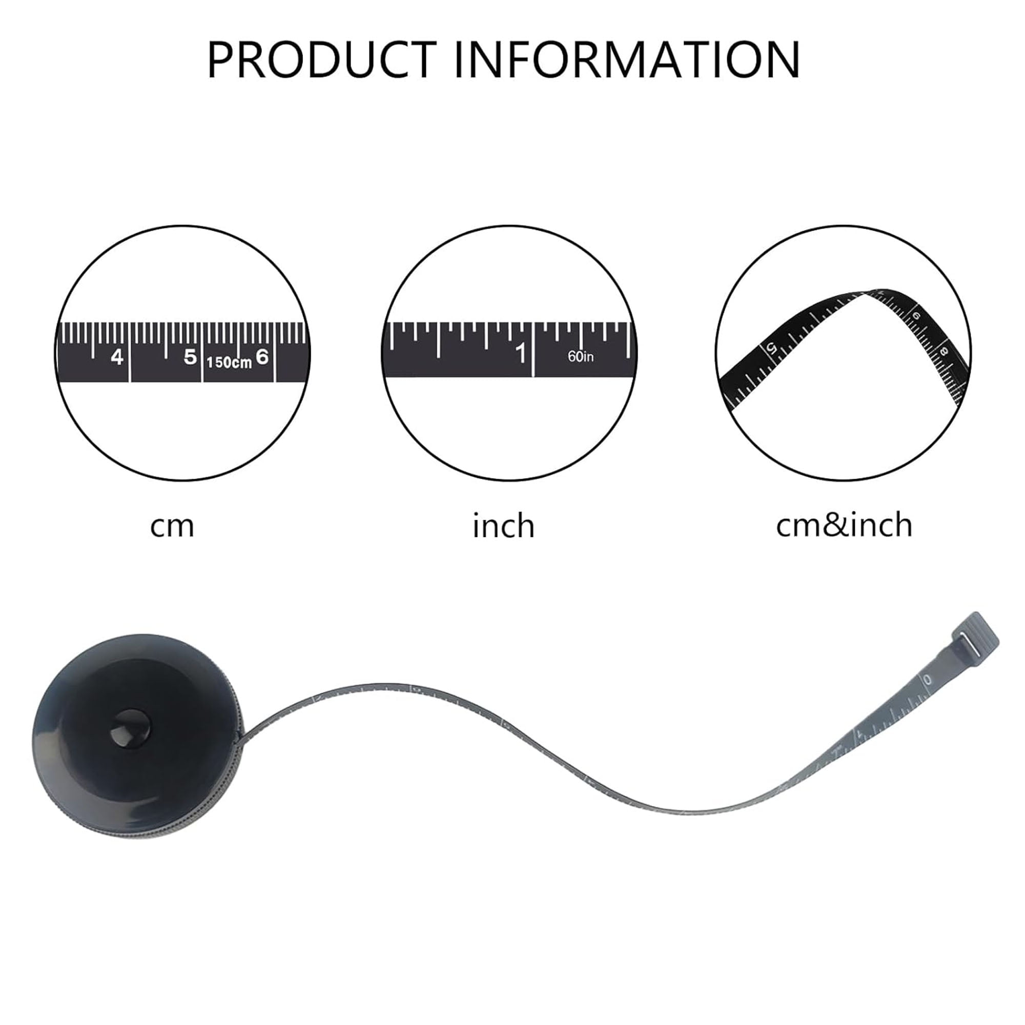 4Pack Soft Tape Measure Retractable Measuring for Body Fabric Sewing Tailor Cloth Knitting Craft Weight Loss Measurements Retractable Black Double Scales Rulers