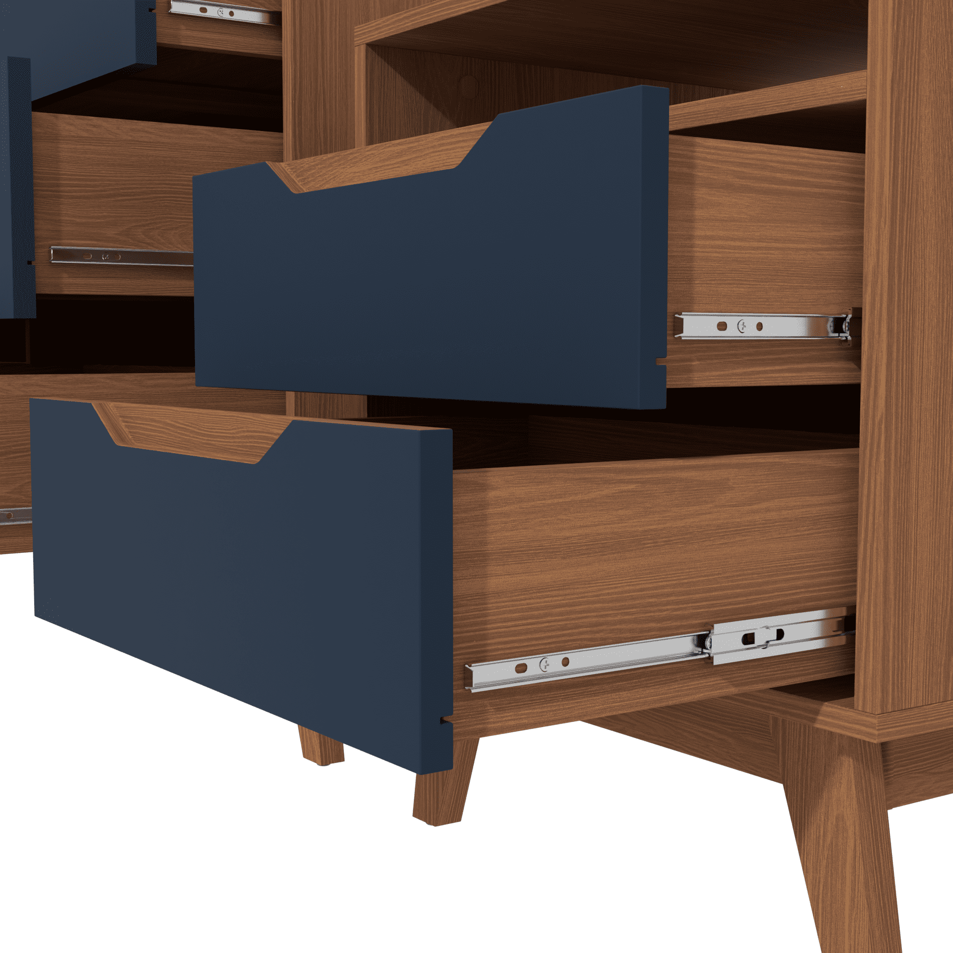 Kappesberg Bedroom Furniture Set with 6-Drawer Dresser and 2-Drawer Nightstand Golden Oak/Blue – Modern Storage Combo