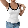 thumbnail image 2 of HuangHuanChen Womens Racerback Tank Tops V Neck Slim Fit Basic Tee Camisole Top for Women Workout Tops Sleeveless Tops Going Out Top White M, 2 of 6
