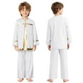 thumbnail image 6 of Zaldita Kids Boys Liturgical Praise Dance Top Long Sleeve Metallic Pullover Shirts with Wide Leg Pants Worship Dancewear White 16, 6 of 6