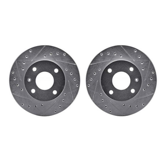 Dynamic Friction Company Front Brake Rotors-Drilled and Slotted-Silver 7002-57001