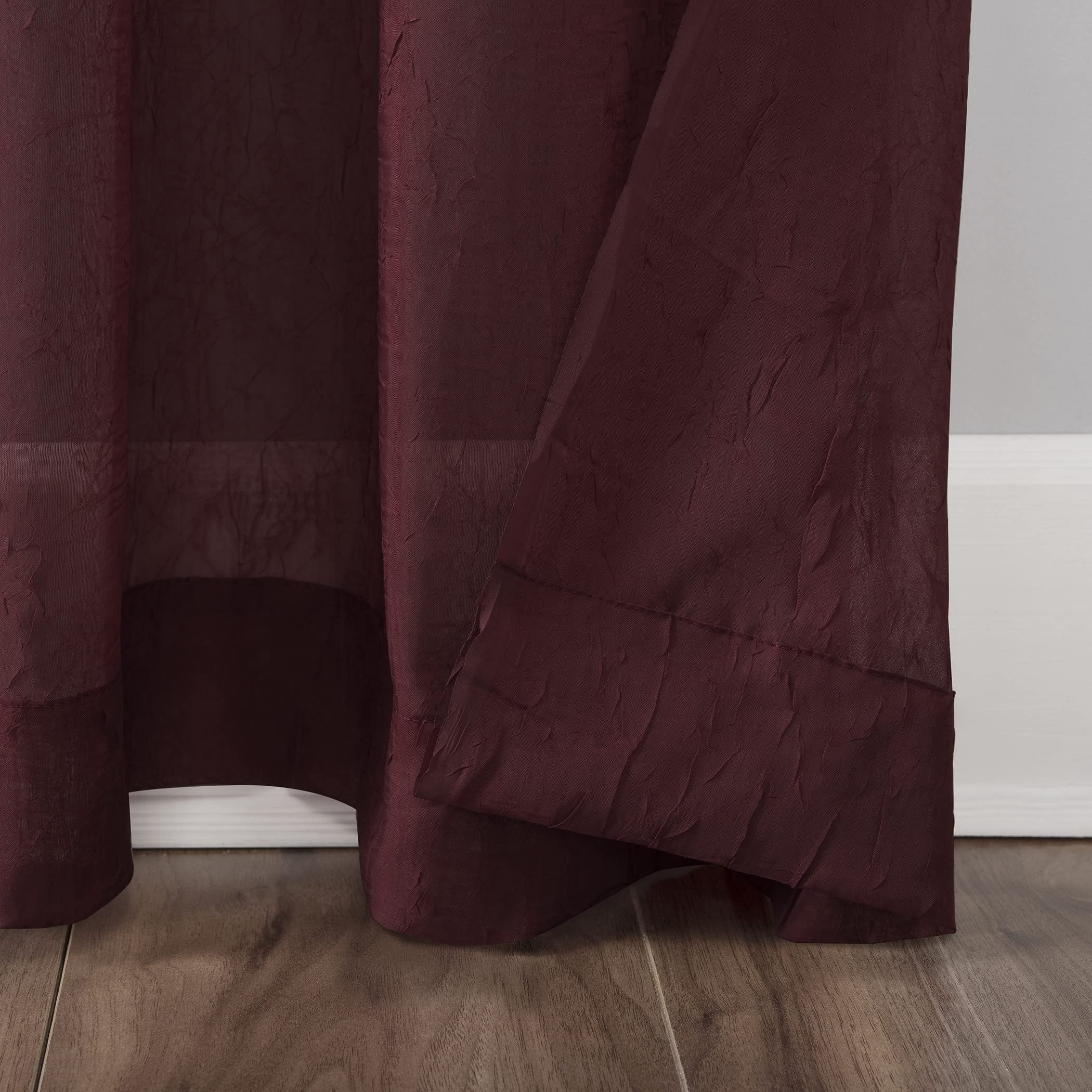 No. 918 Erica Crushed Voile Sheer Grommet Curtain Panel, 51"x84", Burgundy