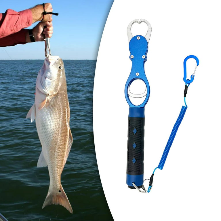 Fish Lip Gripper with Weight Scale Fishing Lip Gripper Fishing Grabber  Scale, Aluminum Alloy Clips Fish Lip Grabber for Ice Fishing ,Women Men  Blue 