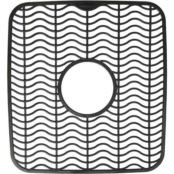 Rubbermaid Antimicrobial Sink Protector Mat, Small, Black Waves 1939406