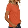 thumbnail image 4 of Babysbule Women's V Neck Button Placket Short Sleeve Henley T Shirt, Casual Loose Fit Top for Daily All Season Wear, 4 of 6