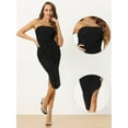 thumbnail image 2 of Unique Bargains Women's Strapless Midi Ruffle Irregular Hem Cocktail Party Dress XL Black, 2 of 6