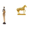 thumbnail image 1 of Figura artística de una mujer y su caballo de una tribu africana. Pieza única de resina para decoración del hogar, ideal para dormitorio, mesa u ofici, 1 of 8