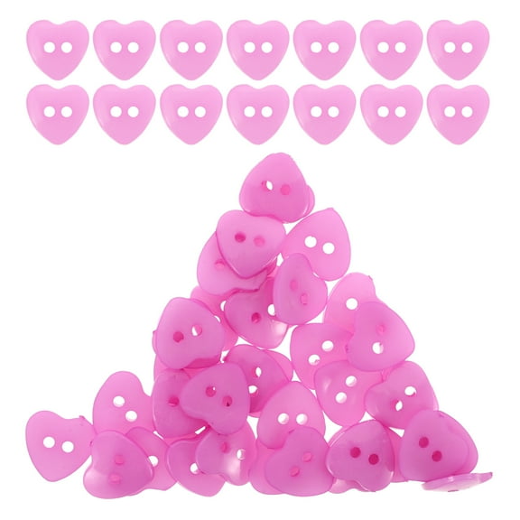 FELTECHELECTR 100Pcs Heart Charms Sewing Buttons Plastic Heart Shaped Buttons For Christmas And Birthday