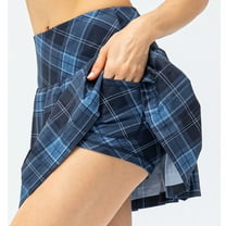 YTCAMLO Plaid Pleated Tennis Skirts for Women Athletic Stretchy Flowy Mini Skirts with Pockets School Uniform Gym Cheerleader Skirts, Navy XXL