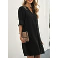 thumbnail image 3 of Vestido camisero con volantes y escote en V para mujer, vestido informal sencillo de verano, 3 of 6