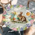 thumbnail image 2 of Easter Bunny Round Tablecloth, Fitted Table Cover with Elastic for 36"-44" Round Tables, Spring Floral Blossom Easter Eggs Watercolor Table Cloth Outdoor Indoor Dinning Party Waterproof Tablecloths, 2 of 7