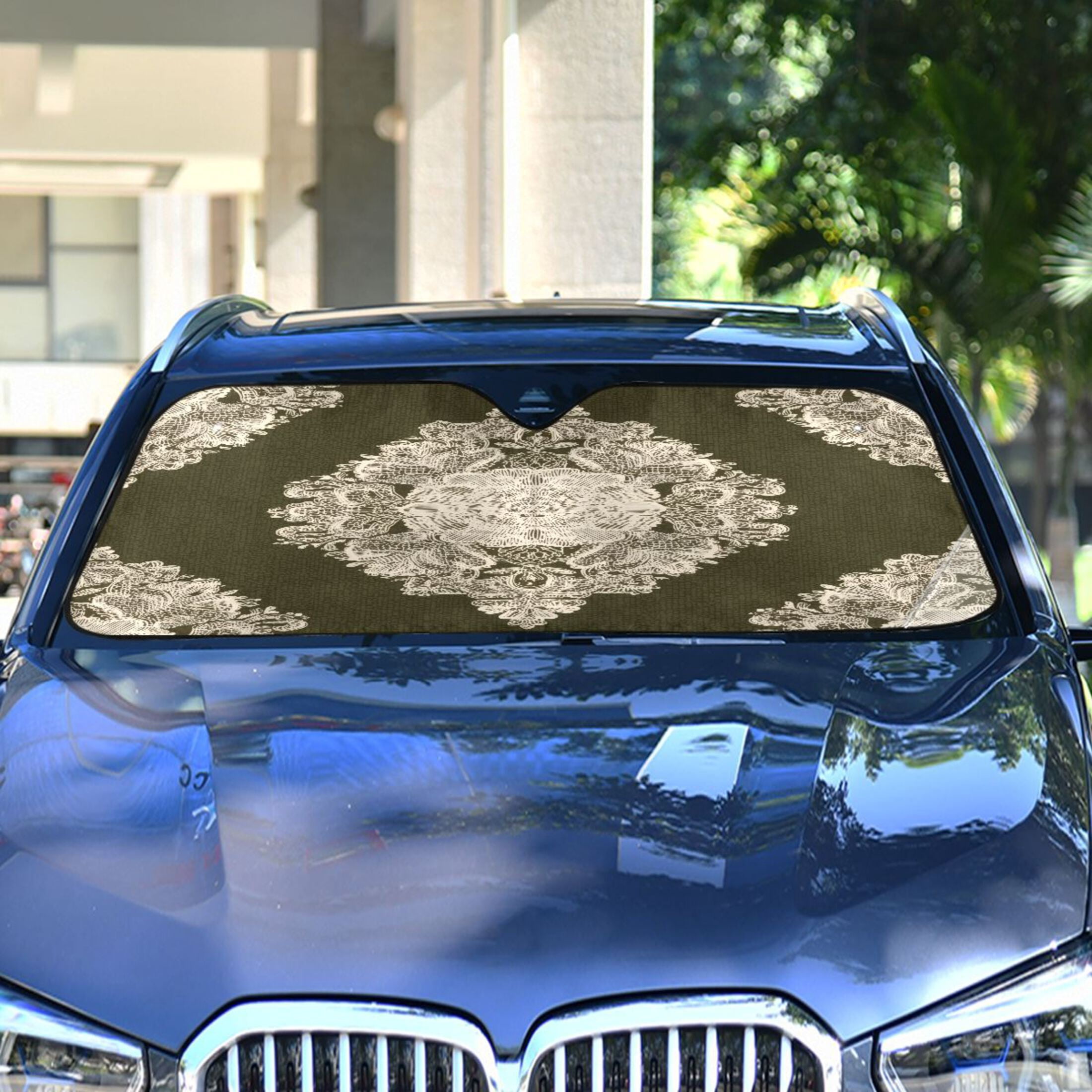 Vintage Lace Symmetrical Pattern Windshield Sun Shade Automobile