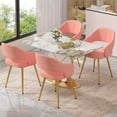thumbnail image 4 of VECELO Set of 4 Modern Velvet Dining Chair with Thick Cushions, Upholstered Kitchen Chair with Gold Metal Legs, Pink, 4 of 14
