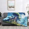 thumbnail image 2 of Disketp Fantasy Treehouse Planet Scene Flannel Blankets - Thick and Warm Blanket for Winter, Soft Fuzzy Plush King Blanket for All Seasons-60"x50", 2 of 6