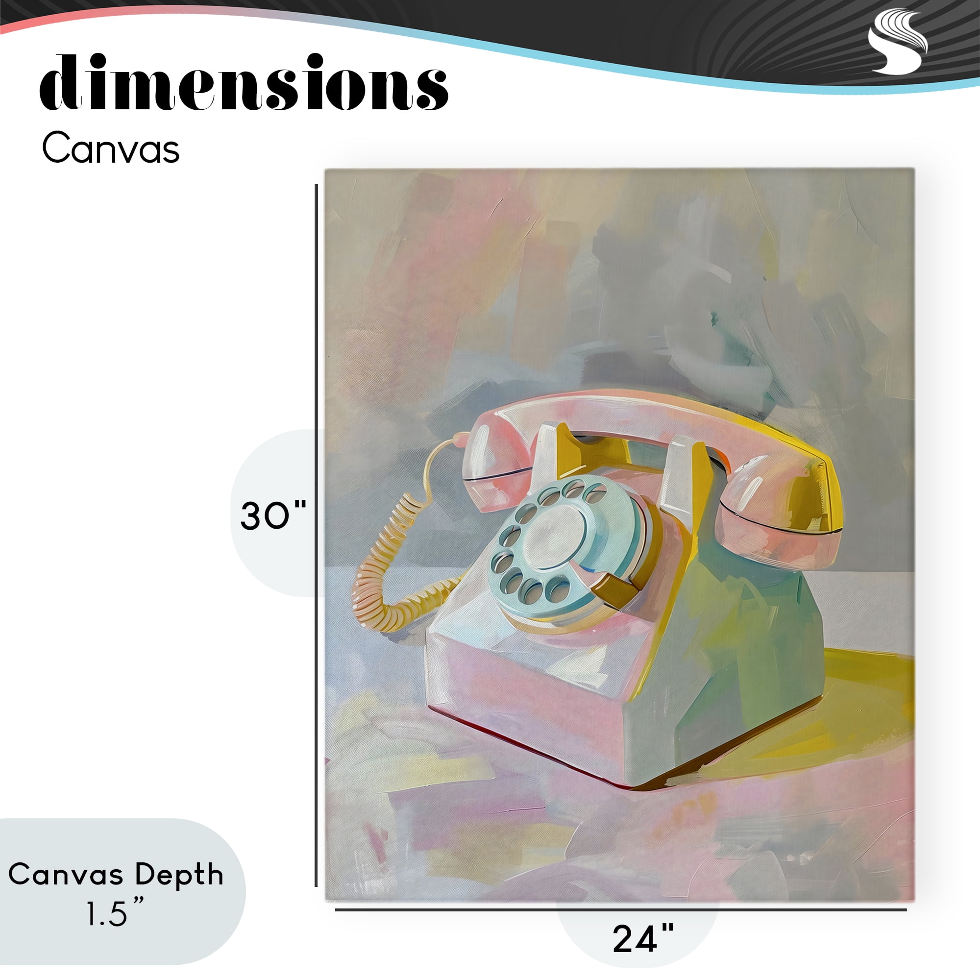 Stupell Industries Retro Telephone in Pastels Canvas Wall Art, design by The Prints Vibe