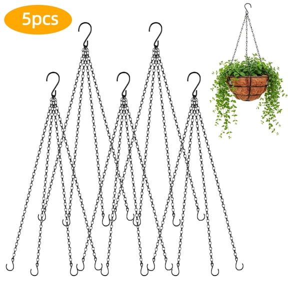 5 Pack 15.74 Inch Black 3 in one Hanging Chains, Garden Plant Hangers for Hanging Bird Feeders, Billboards, Chalkboards, Basket, Planters, Lanterns, Wind Chimes and Decorative Ornaments
