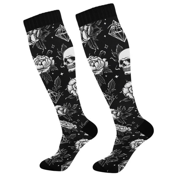 joogoo Tattoo Skeletons-a2 Long Socks Women Men Knee High Sock