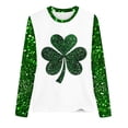 thumbnail image 4 of Staron Soldes de Liquidation Hauts pour Femmes Jour de la Saint-Patrick T-Shirts Trèfle Irlandais Col Rond Graphique Blouses Manches Longues Hauts Décontractés Chemises Douces Boho Tunique Ample Décontractée, 4 of 4