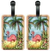 Flamingo - Luggage ID Tags / Suitcase Identification Cards - Set of 2
