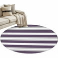 thumbnail image 2 of Purple Grey Stripe Round Area Rug 3 FT, Small Kitchen Bathroom Mats, Minimalist Farmhouse Striped Washable Indoor Outdoor Throw Runner Carpet Non-Shedding Doormat for Table Shower Sofa Entryway, 2 of 8