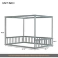 thumbnail image 4 of Full Size Canopy Frame Rubber Wood Floor Bed with Fence,Guardrails,Grey, 4 of 10