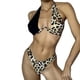 thumbnail image 1 of Traje de baño de mujer con estampado de leopardo, sexy, espalda abierta, traje de baño dividido, lazo en el cuello, bikini ajustado, 1 of 7