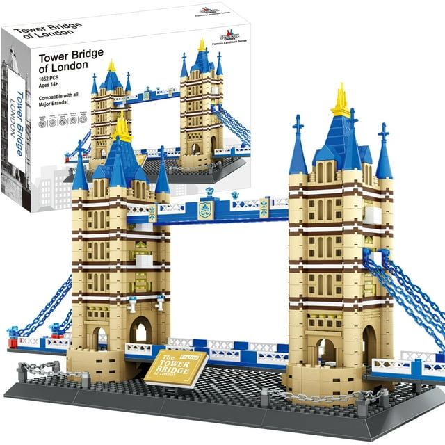 Apostrophe Games Tower Bridge Building Block Set – 1,052 Pieces London Tower Bridge Model Building Blocks for Adults and Kids - Architecture Kit Famous Landmark Series