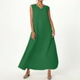 thumbnail image 2 of Adeawade Dresses For Women 2026 Elegant Classy V Neck Sleeveless Solid Color Flowy Dresses Ladies' Summer Side Slit Jumpsuit Long Skirt Soft Wear Green Xl, 2 of 5