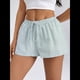 thumbnail image 4 of Pantalones Cortos Tipo Bóxer de Verano con Cintura Elástica, Cordón Ajustable y Estampado de Rayas para Mujer Verde M, 4 of 7
