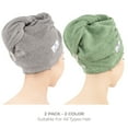thumbnail image 2 of American Soft Linen 100% Cotton Turkish Hair Drying Towels, 2 Piece Quick Drying Hair Turban Towel Wrap, Rockridge-Sage, 2 of 8