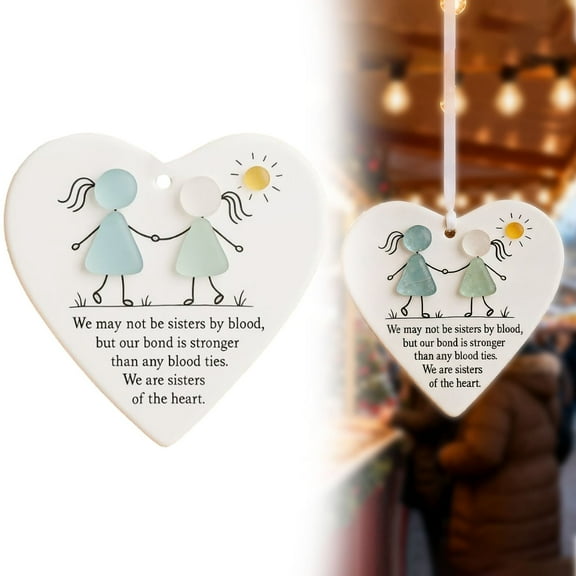 Heart-Shaped Sisters Ornament,We are Sisters of The Heart Friendship Ornaments, 2D Flat Acrylic Hearts Ornament for Christmas Tree, for Best Friends