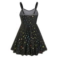 thumbnail image 2 of Rosegal Women Plus Size Front Twist Stars Print Front Slit Tankini Swimwear Black 5X, 2 of 6