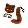 thumbnail image 3 of Runquan Ensemble de Chat Thérian et Queue Mignon pour Performance sur Scène Anniversaire Mascarade Rouge Brun, 3 of 8