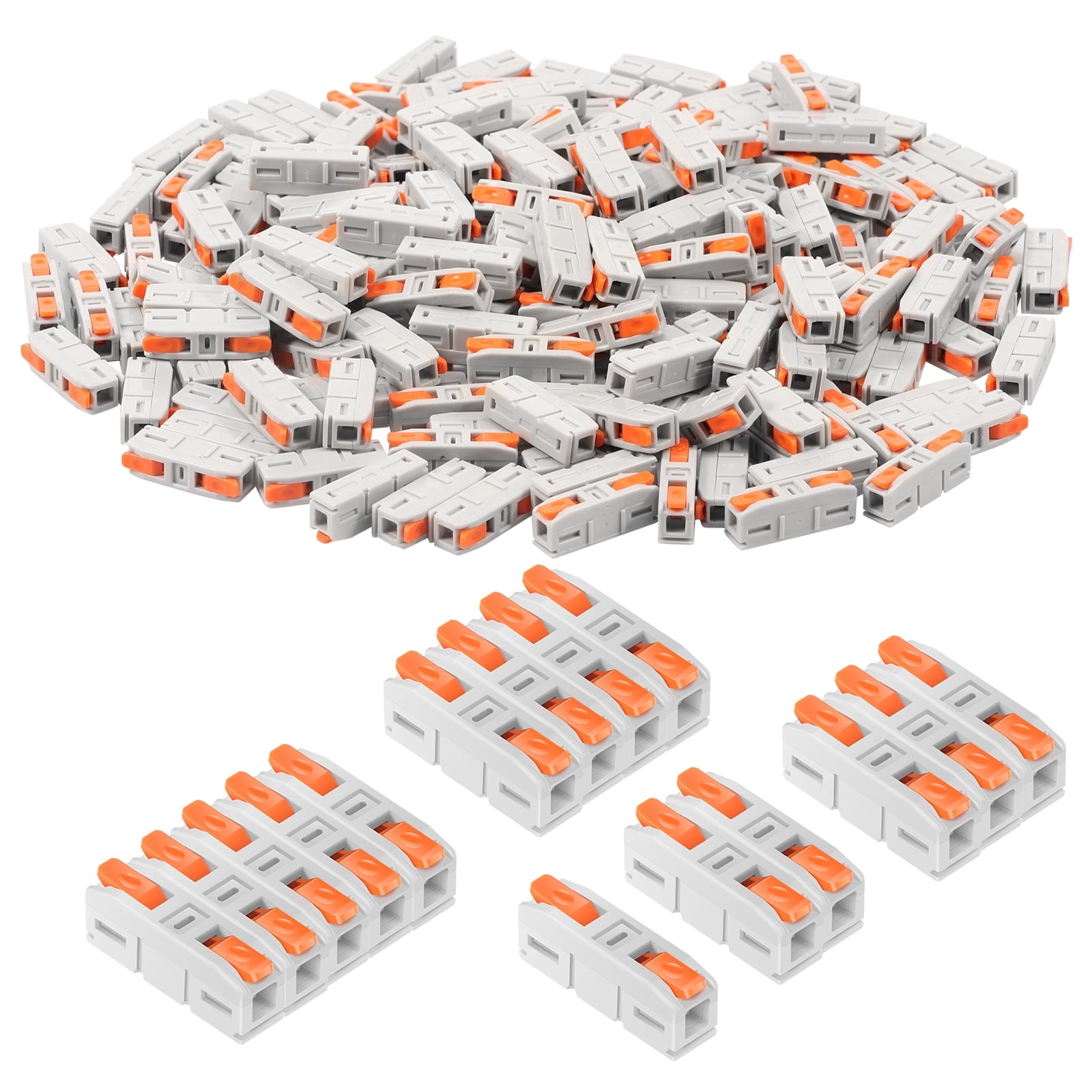 Tmwefusc 200Pcs Lever Wire Connectors Kit for 24-12AWG Quick Connect Inline Electrical Wiring Terminal for Home Lighting Sockets