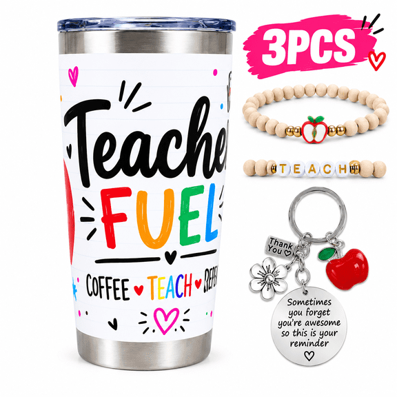 Teacher Gifts for women Teacher Appreciation Gifts with Tumbler Cup Apple Keychain Bracelet for Birthday Valentines Christmas from Students Cool Back to School Gifts Design 1