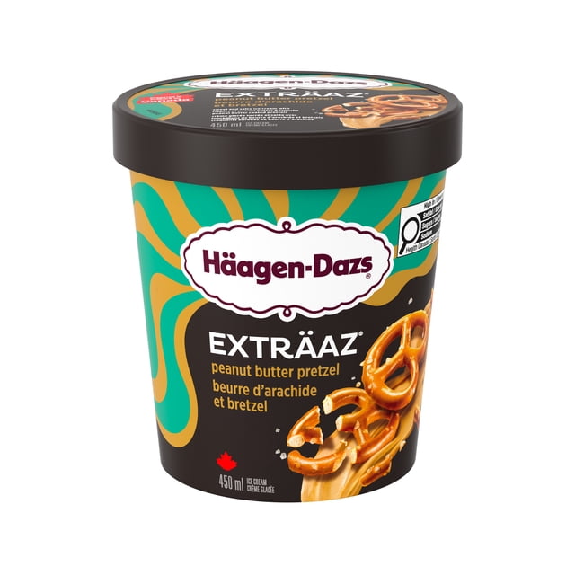 HAAGEN-DAZS EXTRÄAZ Beurre d’arachide et bretzel, crème glacée sucrée-salée 450 ml
