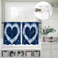 thumbnail image 3 of Watercolor Blue White Heart Tie Dye Curtain Tier and Valance Set 3 Piece, Traditional Ethnic Style 3-inch Rod Pocket Window Tier Curtains Valance for Kitchen Living Room, 3 of 9