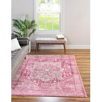 Rugs.com Medina Collection Rug – 5' x 8' Plumrose Pink Medium Rug Perfect For Bedrooms, Dining Rooms, Living Rooms