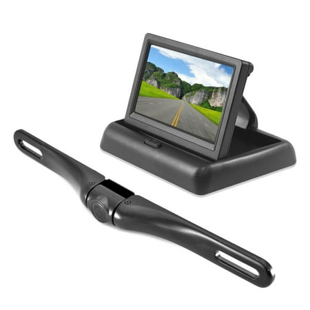 PYLE PLCM4500 - Backup Rear View Car Camera Monitor Screen System - Parking & Reverse Safety Distance Scale Lines, Waterproof, Night Vision, Pop-up Display, 4.3