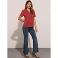 thumbnail image 4 of DARING DIVA Women's V Neck Notch Lapel Collar Shirt Blouses S Red, 4 of 6