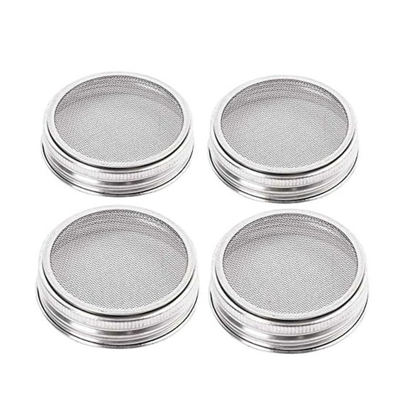 4Pcs/Set Plant Sprouting Lids 304 Stainless Steel Filter Mesh Cover Screen Strainer for Wide Mouth Mason Germinator Jars