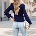 thumbnail image 3 of MESSUEN Chandail à Col Rond pour Femmes Hauts à Volants pour Femmes Chandails à Enfiler Femmes Hauts Décontractés pour Femmes Hauts Courts Basiques Blouses pour Femmes Chic Décontracté Blouses d'Été pour Femmes Bleu Foncé m, 3 of 5