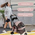 thumbnail image 3 of Small Dog Stroller, Breathable Mesh Foldable Pink Pet Stroller Steel Frame  for Travel, 3 of 7