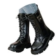 thumbnail image 2 of Huanglei Stylish Girls Boots For Autumn Classic British Design Lined Mid Calf Winter Boots Tall Boots For Toddler Little Girls Side Zipper Shoes 7-8 Years, 2 of 9
