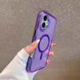 thumbnail image 5 of Designed for iPhone 16 Magnetic Clear Phone Case,Clear Crystal Glitter,Compatible with Mag-Safe,3-in-1 Heavy Duty Shockproof Sparkly Cute Women Girl Protective Phone Case,Clearpurple, 5 of 9