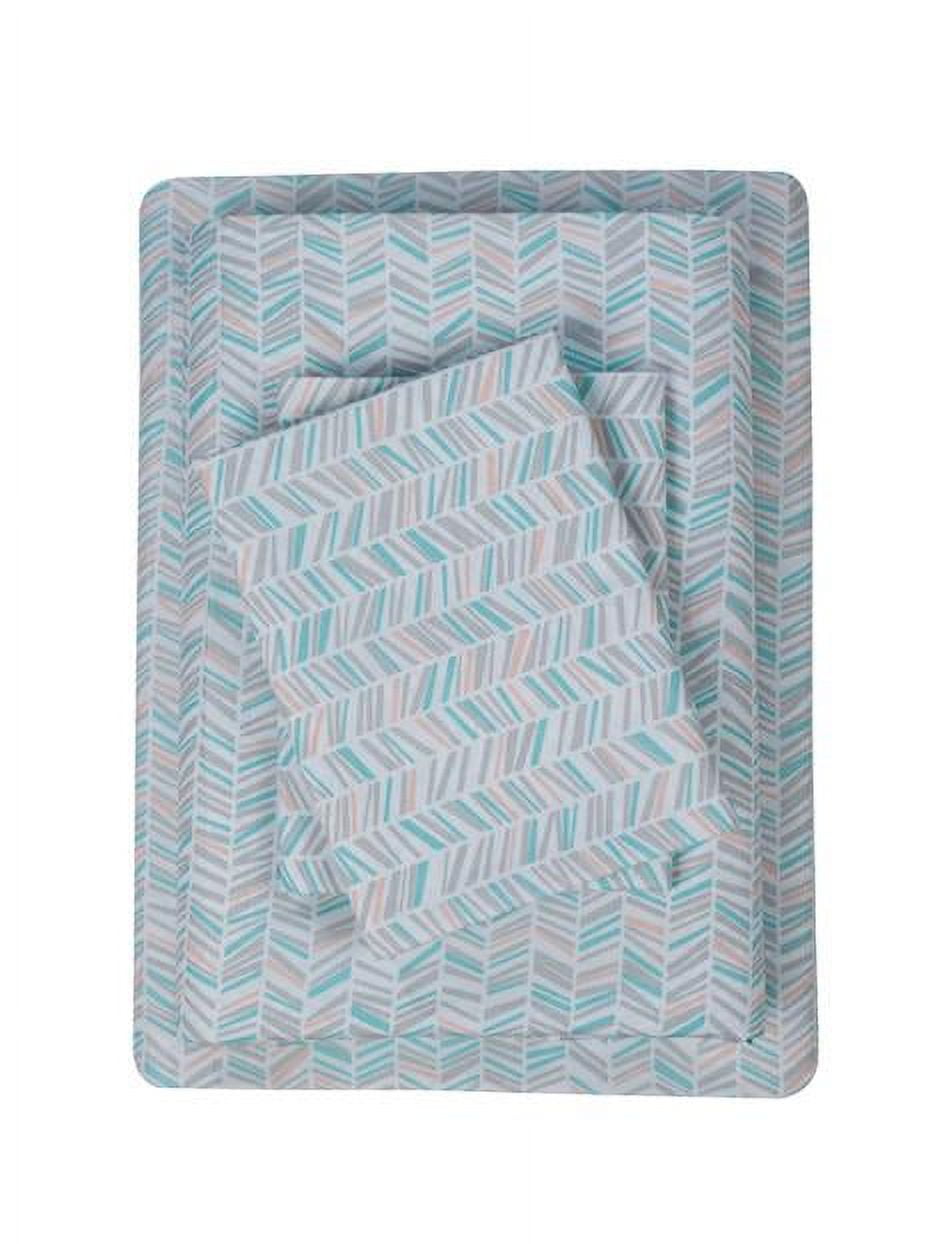 Mainstays 4-Piece Ultra Soft Mint Chevron Microfiber Sheet Set, Full