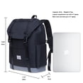 thumbnail image 2 of KAUKKO Vintage Casual polyster and Leather Rucksack Backpack (Nylon Black), 2 of 5